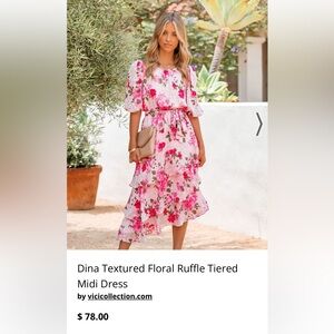 VICI Dina Textured Floral Ruffle Tiered Midi Dress